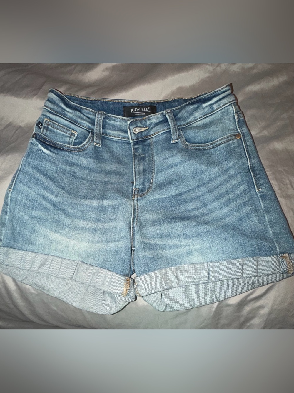 Judy Blue Faded Blue Roll-Cuff Denim Shorts